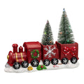 12"L Resin Train Table Décor with Lighted Decorated Trees