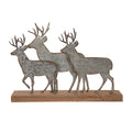 13.19"L Galvanized Metal/Wooden Reindeer Table Décor
