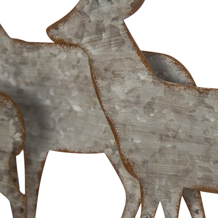 13.19"L Galvanized Metal/Wooden Reindeer Table Décor