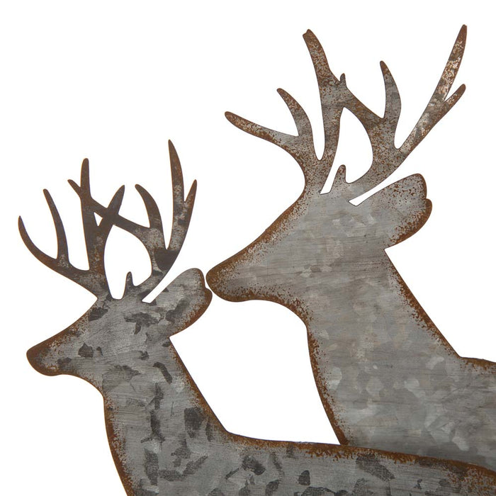 13.19"L Galvanized Metal/Wooden Reindeer Table Décor