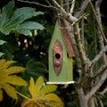 13.25"H Green Distressed Solid Wood Birdhouse