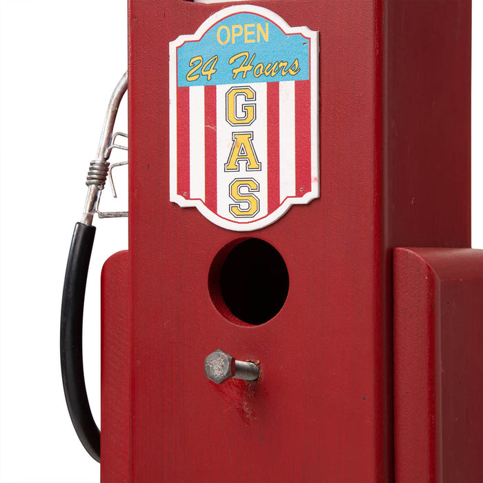 13.75"H Wood Red Gas Pump Birdhouse