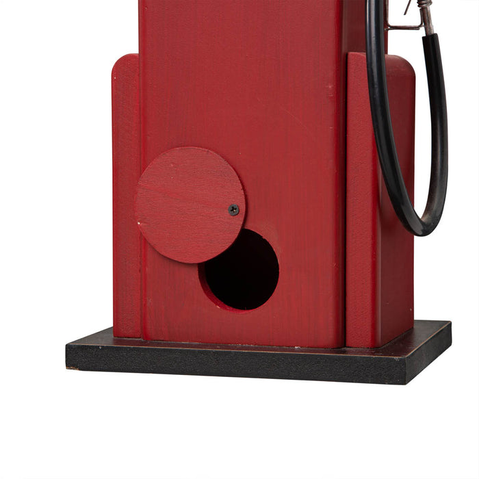 13.75"H Wood Red Gas Pump Birdhouse