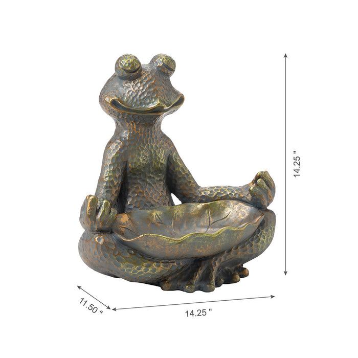 14.25"H Bronze MGO Yoga Frog Statue