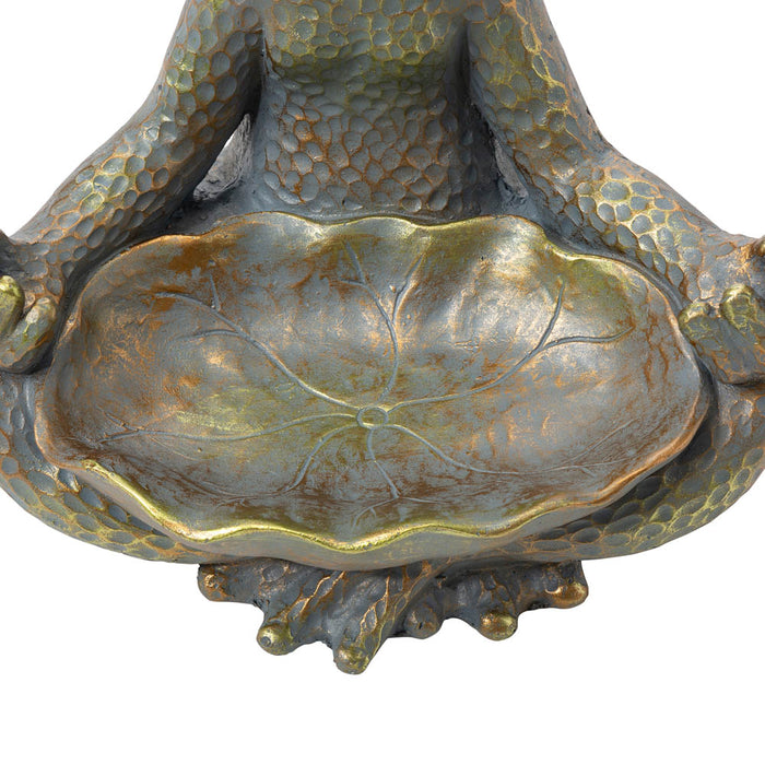 14.25"H Bronze MGO Yoga Frog Statue