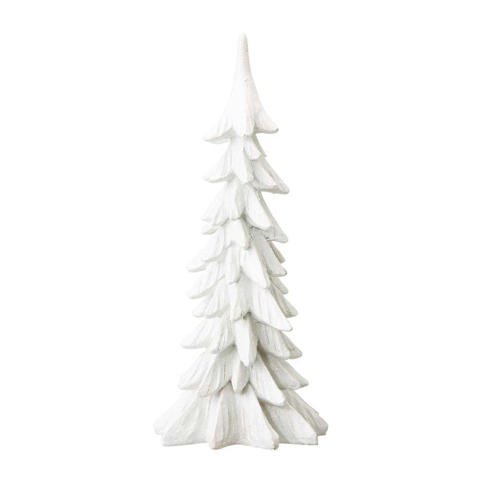 14.75"H White Resin Christmas Handcrafted Table Tree Décor