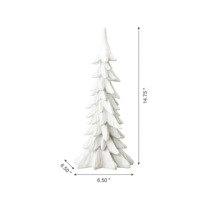 14.75"H White Resin Christmas Handcrafted Table Tree Décor