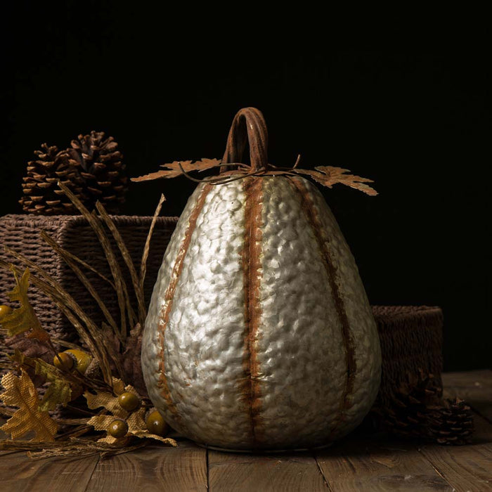 14"H Galvanized Metal Tall Pumpkin