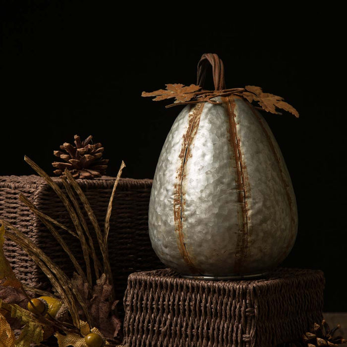 14"H Galvanized Metal Tall Pumpkin