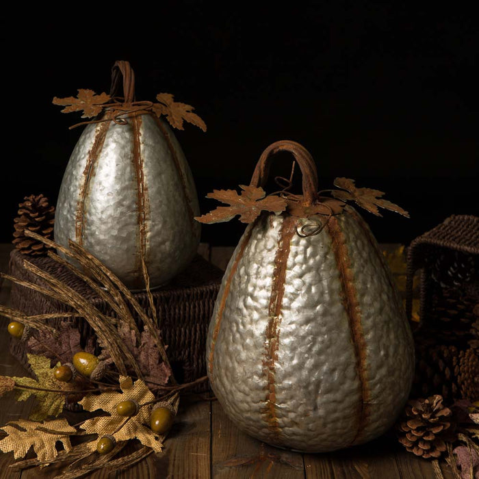 14"H Galvanized Metal Tall Pumpkin