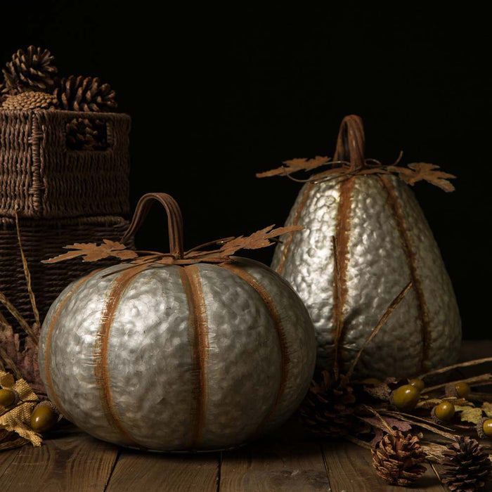 14"H Galvanized Metal Tall Pumpkin