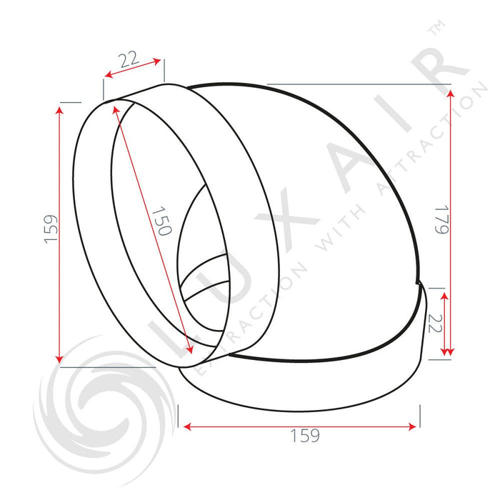 150mm (6") 90° Round Ducting Elbow - Luxair Cooker Hoods Limited
