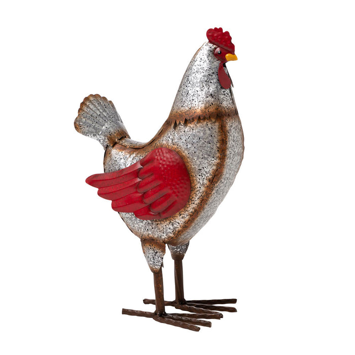 15.25"H Farmhouse Rustic Galvanized Metal Hen Statue Décor