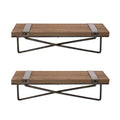 15.75"L Farmhouse Rustic Metal/Wooden Wall Shelves, Set of 2