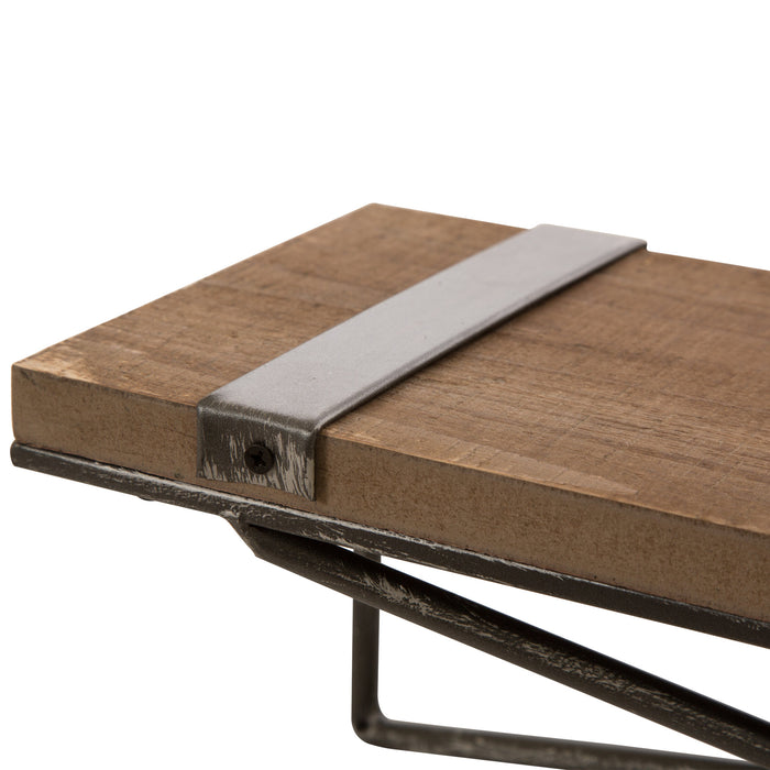 15.75"L Farmhouse Rustic Metal/Wooden Wall Shelves, Set of 2