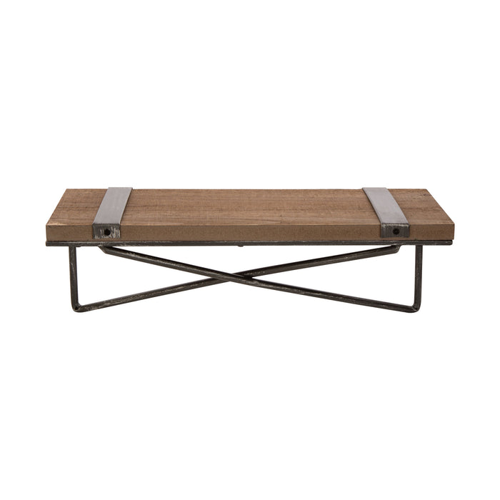 15.75"L Farmhouse Rustic Metal/Wooden Wall Shelves, Set of 2