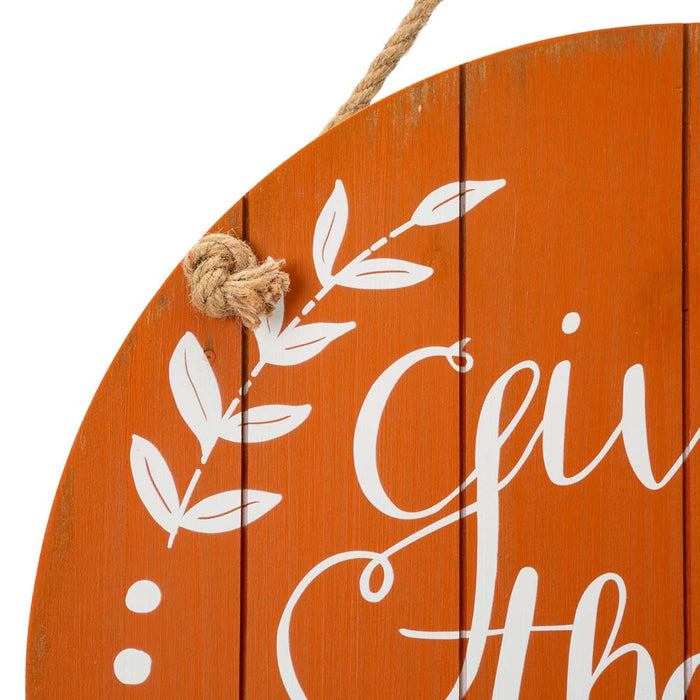 15"D Orange Wooden Thanksgaving Wall Sign Decor