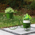 15"H Hand Painted Green Metal Bicycle Plant Stand