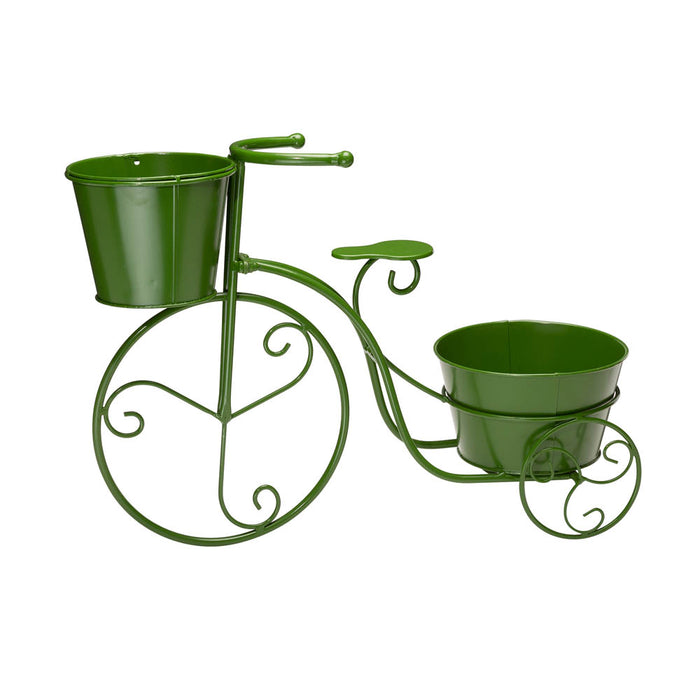 15"H Hand Painted Green Metal Bicycle Plant Stand