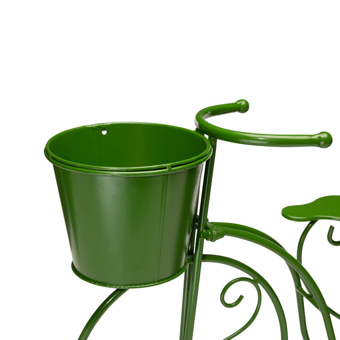 15"H Hand Painted Green Metal Bicycle Plant Stand