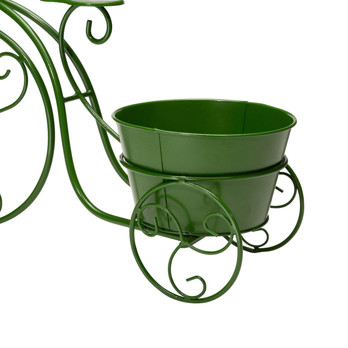 15"H Hand Painted Green Metal Bicycle Plant Stand