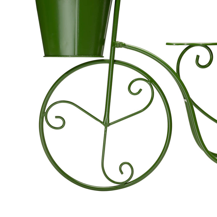 15"H Hand Painted Green Metal Bicycle Plant Stand