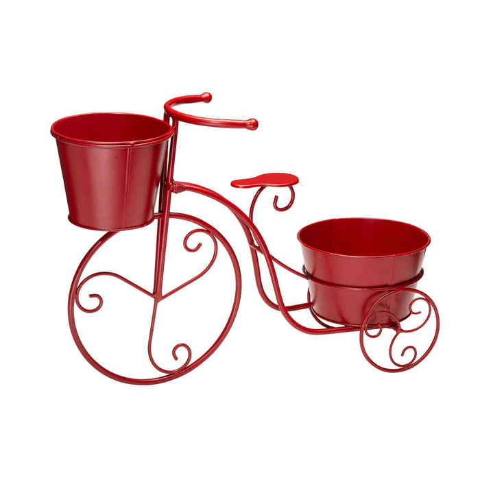 15"H Hand Painted Red Metal Bicycle Plant Stand