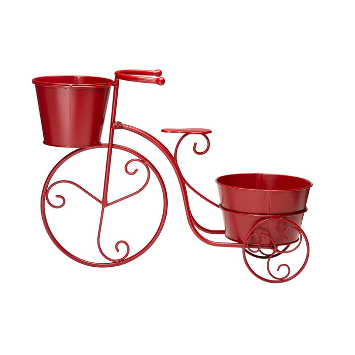 15"H Hand Painted Red Metal Bicycle Plant Stand