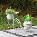 15"H Hand Painted White Metal Bicycle Plant Stand