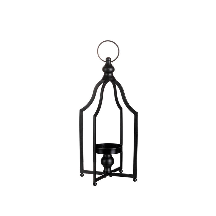 16.50"H Modern Farmhouse Black Metal Candle Lantern