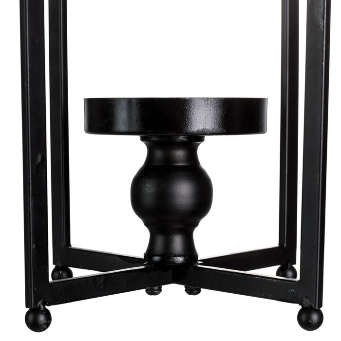 16.50"H Modern Farmhouse Black Metal Candle Lantern