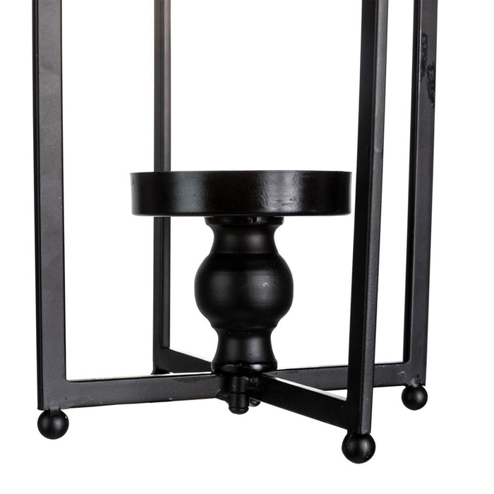 16.50"H Modern Farmhouse Black Metal Candle Lantern