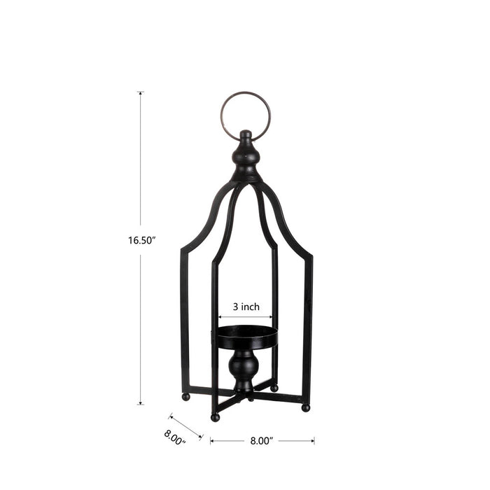 16.50"H Modern Farmhouse Black Metal Candle Lantern
