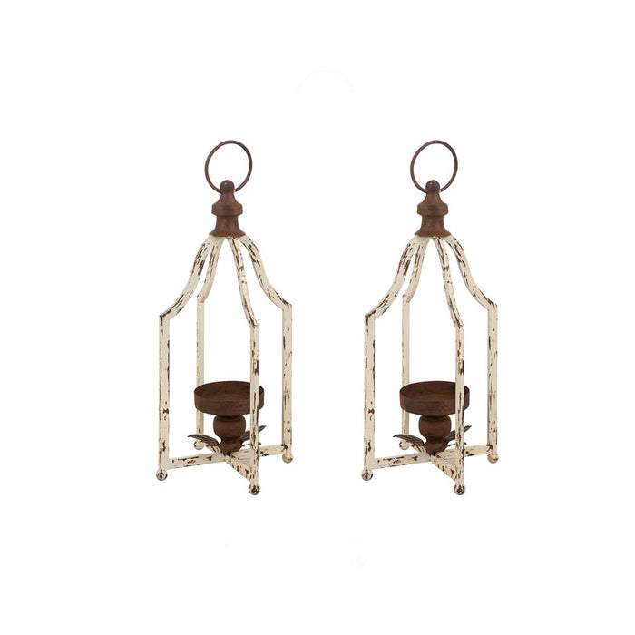 16.5"H Farmhouse Rustic Metal Lantern, Set of 2