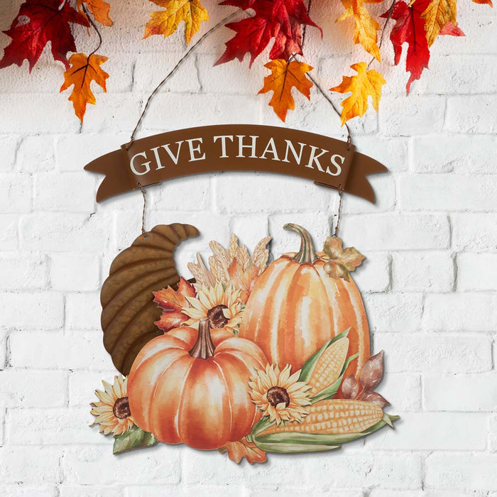 16"H Metal/Wooden Thanksgiving Croissant Wall Décor