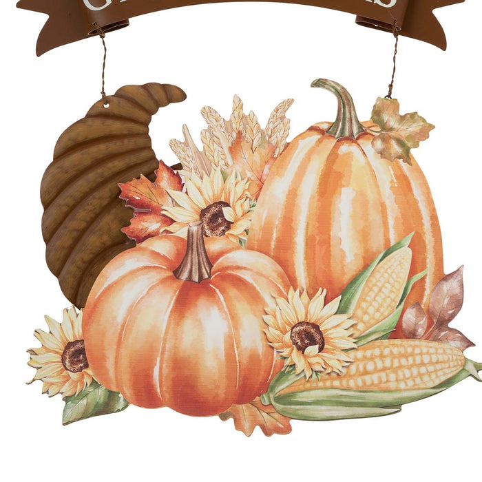 16"H Metal/Wooden Thanksgiving Croissant Wall Décor