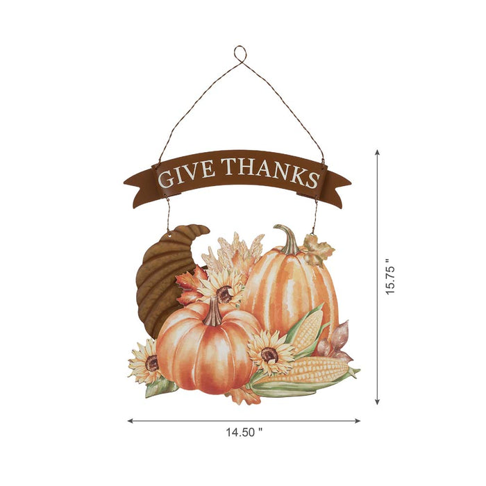 16"H Metal/Wooden Thanksgiving Croissant Wall Décor