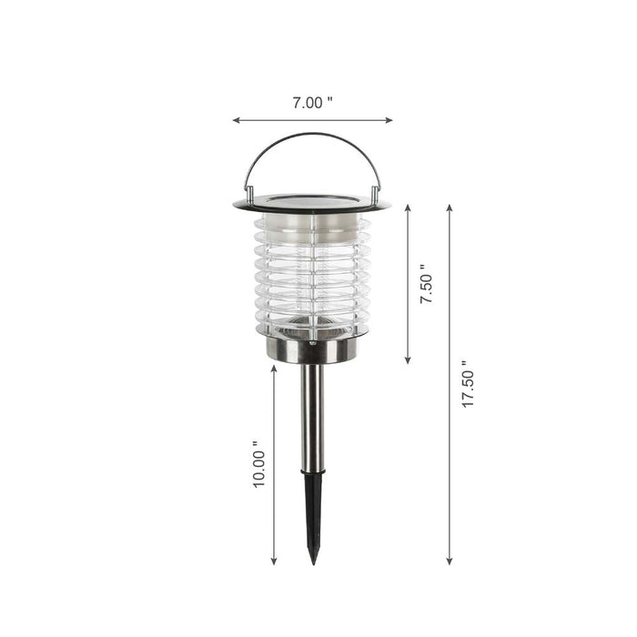 17.5"H Dual Mode Solar Powered LED Insect Catcher Light with Hanger and Stake