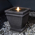 17.5"H Elegant Stone Sculpture Pattern Polyresin Outdoor Fountain with LED Light and Pump