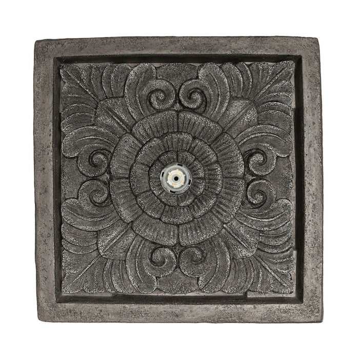 17.5"H Elegant Stone Sculpture Pattern Polyresin Outdoor Fountain with LED Light and Pump