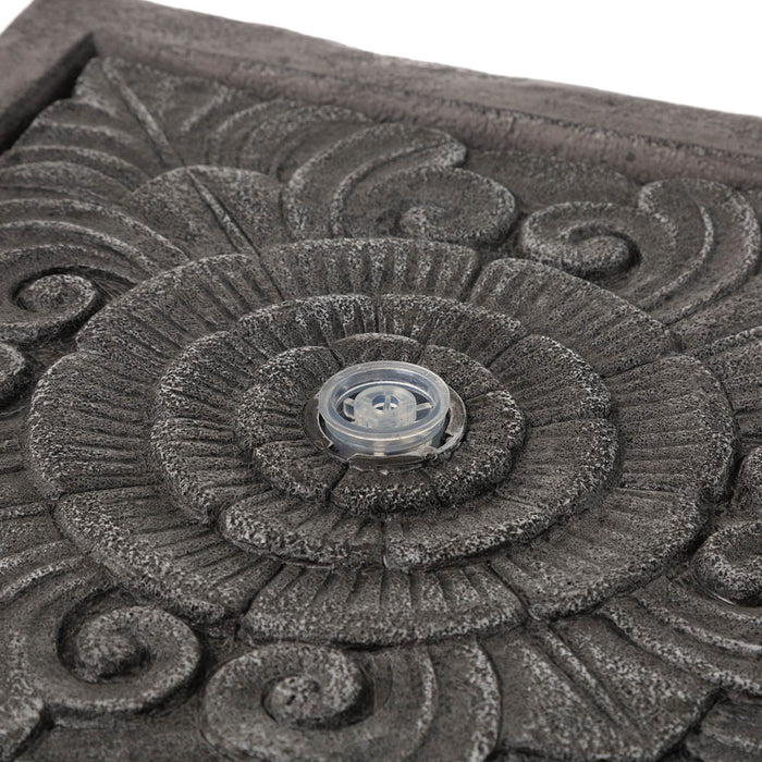 17.5"H Elegant Stone Sculpture Pattern Polyresin Outdoor Fountain with LED Light and Pump