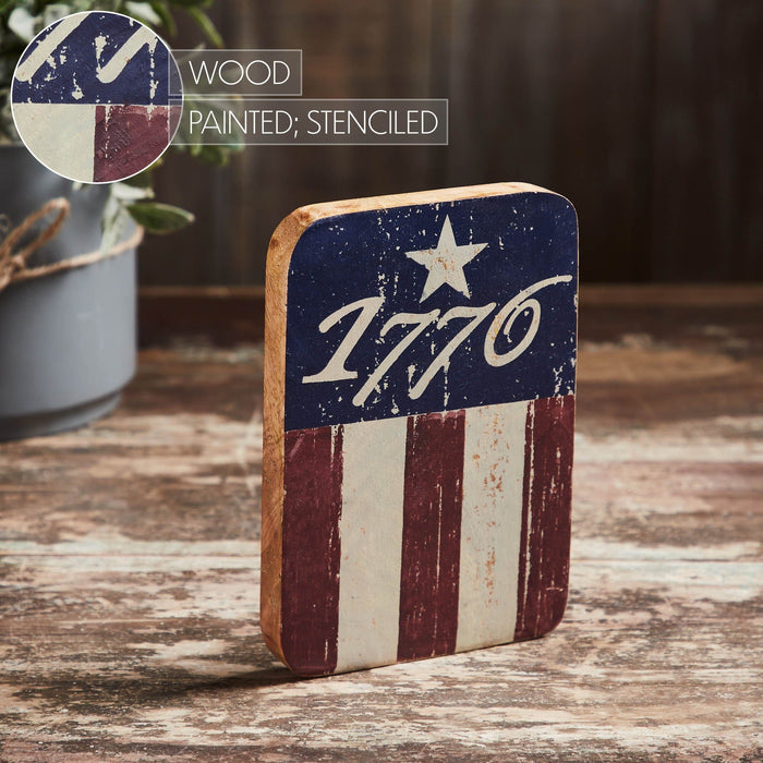 1776 Flag Stripes Wood Sign - 7x5" - Primitive Star Quilt Shop