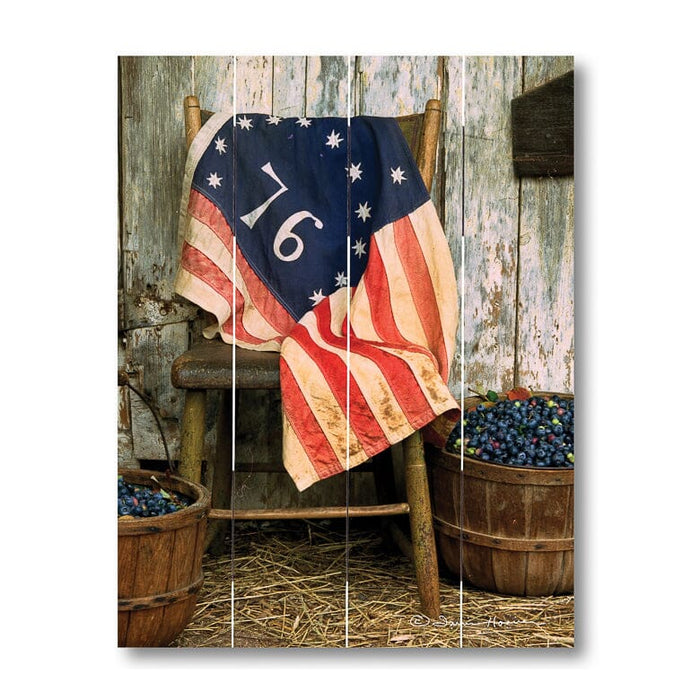 1776 Flag with Blueberries - Pallet Art - Primitive Star Quilt Shop