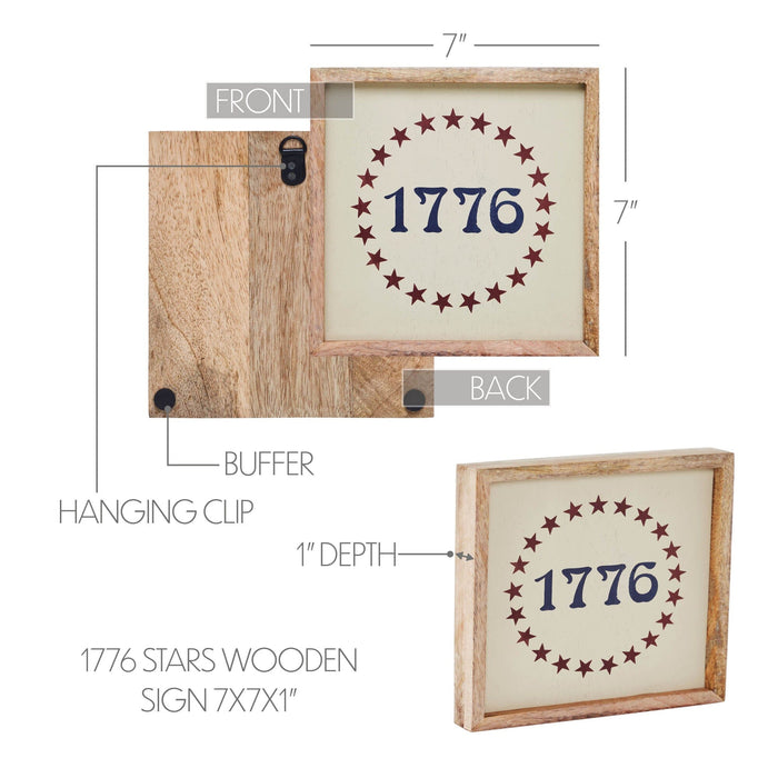 1776 Stars Wood Sign - 7x7" - Primitive Star Quilt Shop