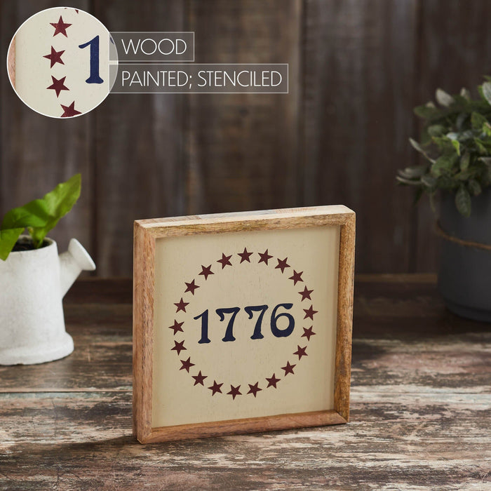 1776 Stars Wood Sign - 7x7" - Primitive Star Quilt Shop