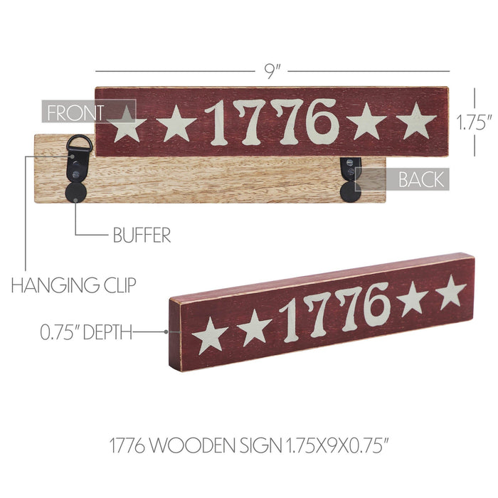1776 Wood Sign - 1.75x9" - Primitive Star Quilt Shop
