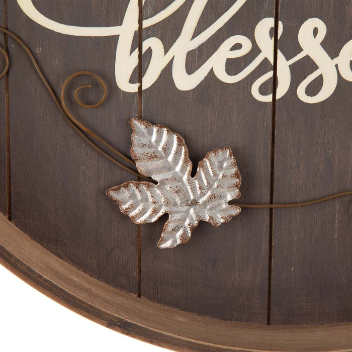 17.83"D Fall Wooden Tray Hanging Decor