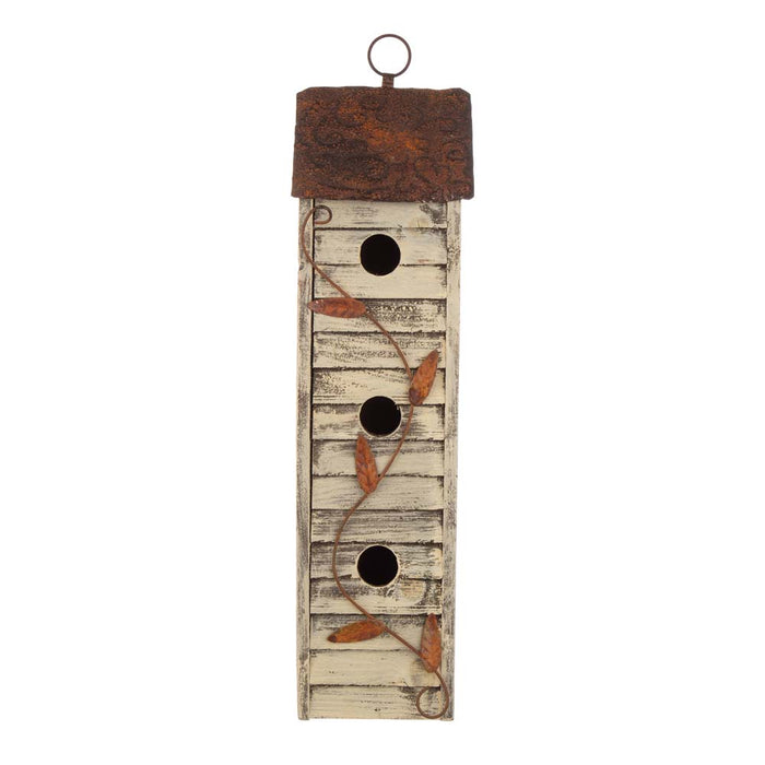 17.95"H Tall Three-Tier Hand Painted Wood Birdhouse