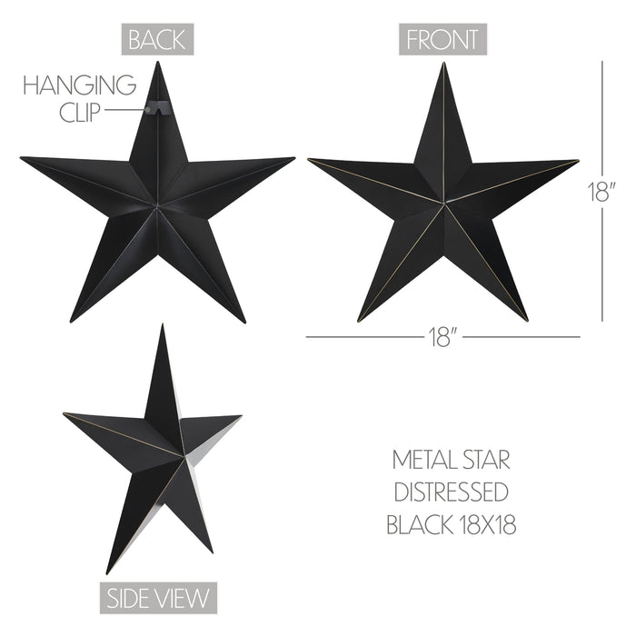 18" Satin Black Metal Barn Star - Primitive Star Quilt Shop