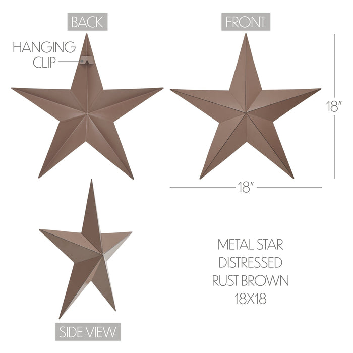 18" Satin Brown Metal Barn Star - Primitive Star Quilt Shop